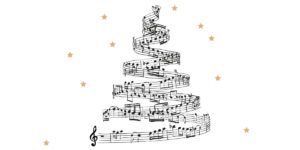 Gospelweihnacht 2017, Grafik: Weihnachtsbaum aus Musiknoten
